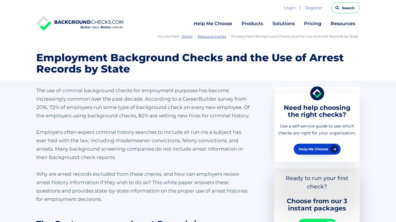 Employment Background Checks and the Use of Arrest Records by State
